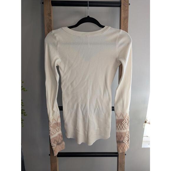 Free People Long Sleeve Thermal Top with Lace Detail Size Small - Picture 7 of 7